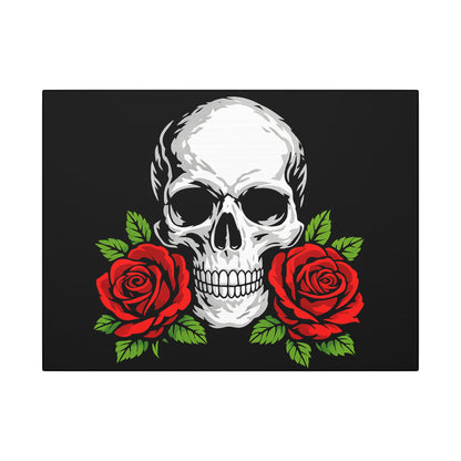 Skull & Red Roses - 16 x 12 Ready to Rhinestone Canvas (Canvas Only)