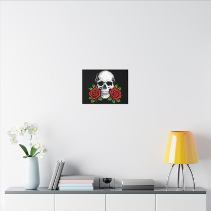 Skull & Red Roses - 16 x 12 Ready to Rhinestone Canvas (Canvas Only)