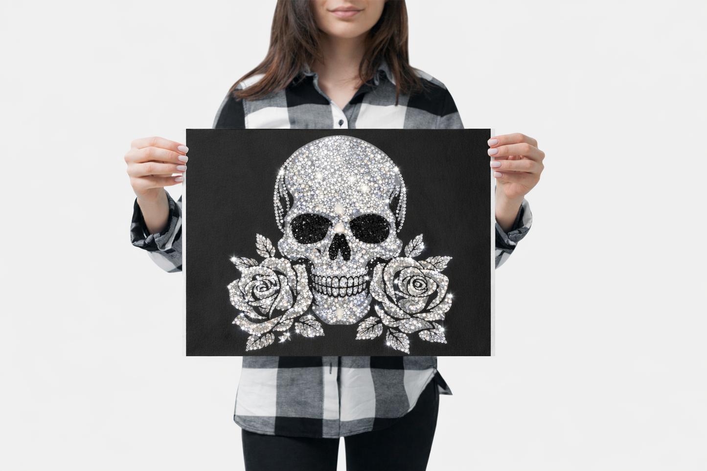 Skull & Roses - 16 x 12 Ready to Rhinestone Canvas (Canvas Only)