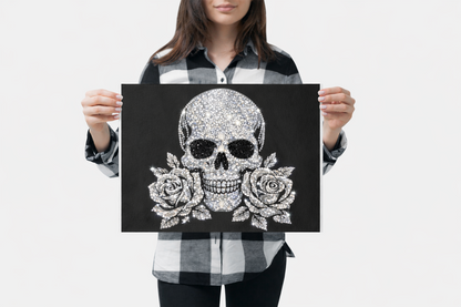 Skull & Roses - 16 x 12 Ready to Rhinestone Canvas (Canvas Only)