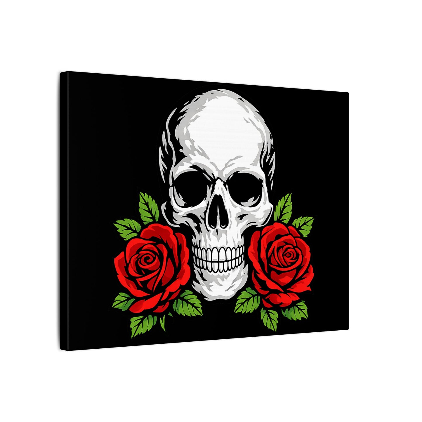 Skull & Red Roses - 16 x 12 Ready to Rhinestone Canvas (Canvas Only)