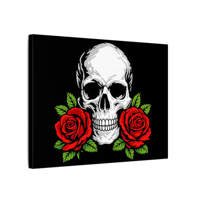 Skull & Red Roses - 16 x 12 Ready to Rhinestone Canvas (Canvas Only)