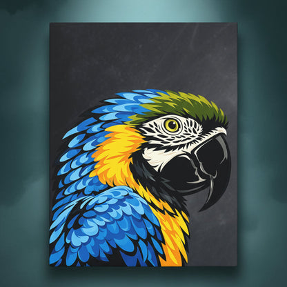 Blue & Gold Macaw - Ready to Rhinestone Canvas