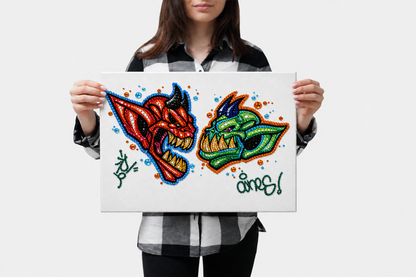 The Monsters We Keep (Original Drawing) - Ready to Rhinestone Canvas