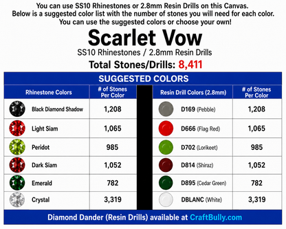 Scarlet Vow - Ready to Rhinestone 20 x 16 Grid Fill Canvas