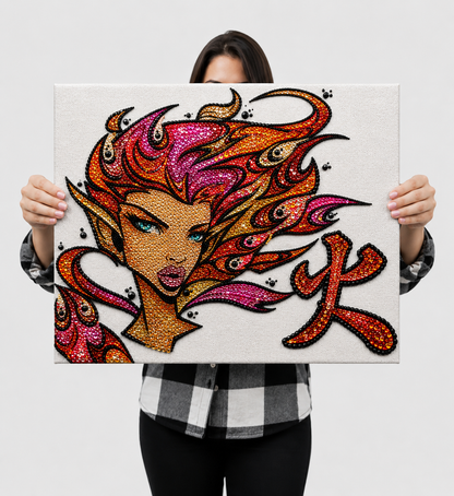 She Moves Like Fire - Ready to Paint and Rhinestone Canvas