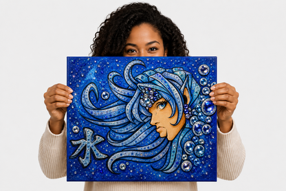 She Moves Like Water - Ready to Paint and Rhinestone Canvas