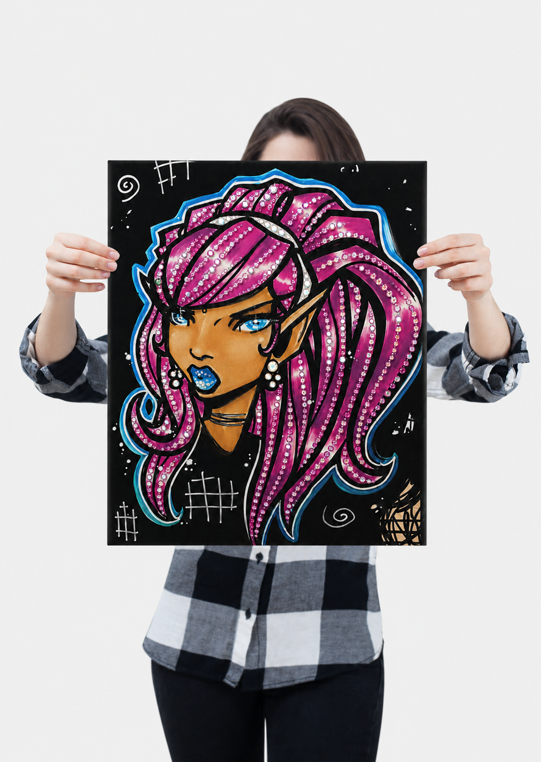 The Fae Don't Forgive (Original Drawing) - Ready to Rhinestone Canvas