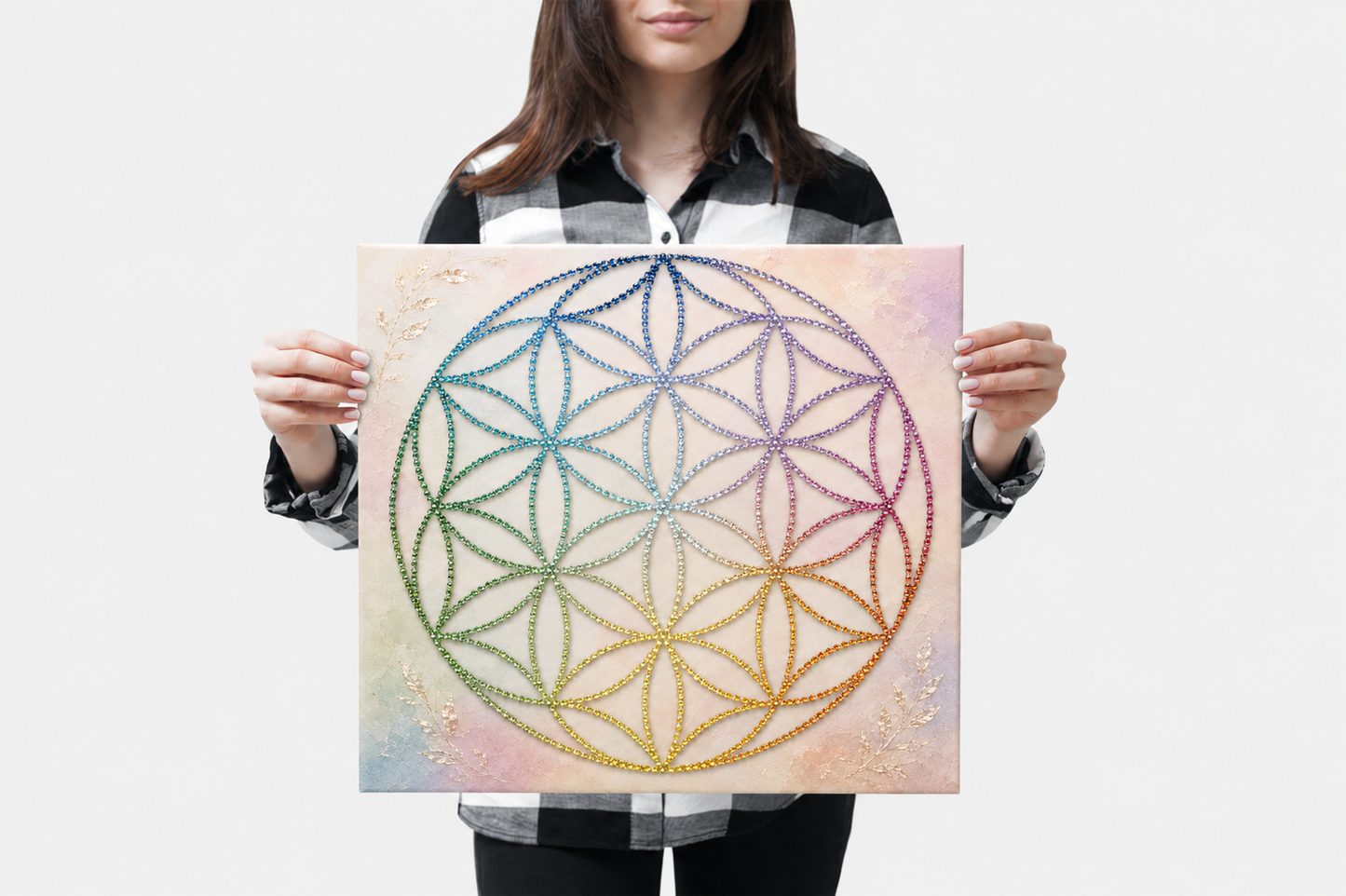 The Flower of Life - Ready to Paint and Rhinestone Canvas
