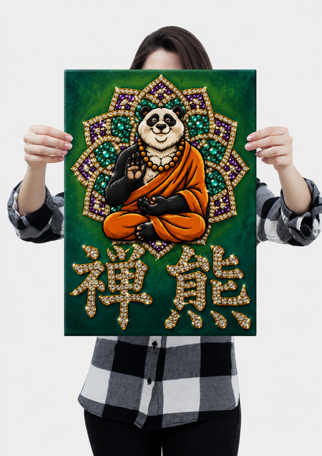 Zen Buddha Bear - Ready to Paint and Rhinestone Canvas