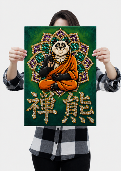 Zen Buddha Bear - Ready to Paint and Rhinestone Canvas